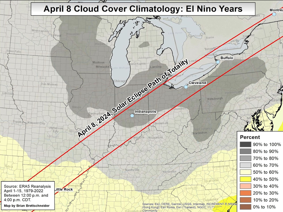 Climatology for the April 8, 2024 Total Solar Eclipse